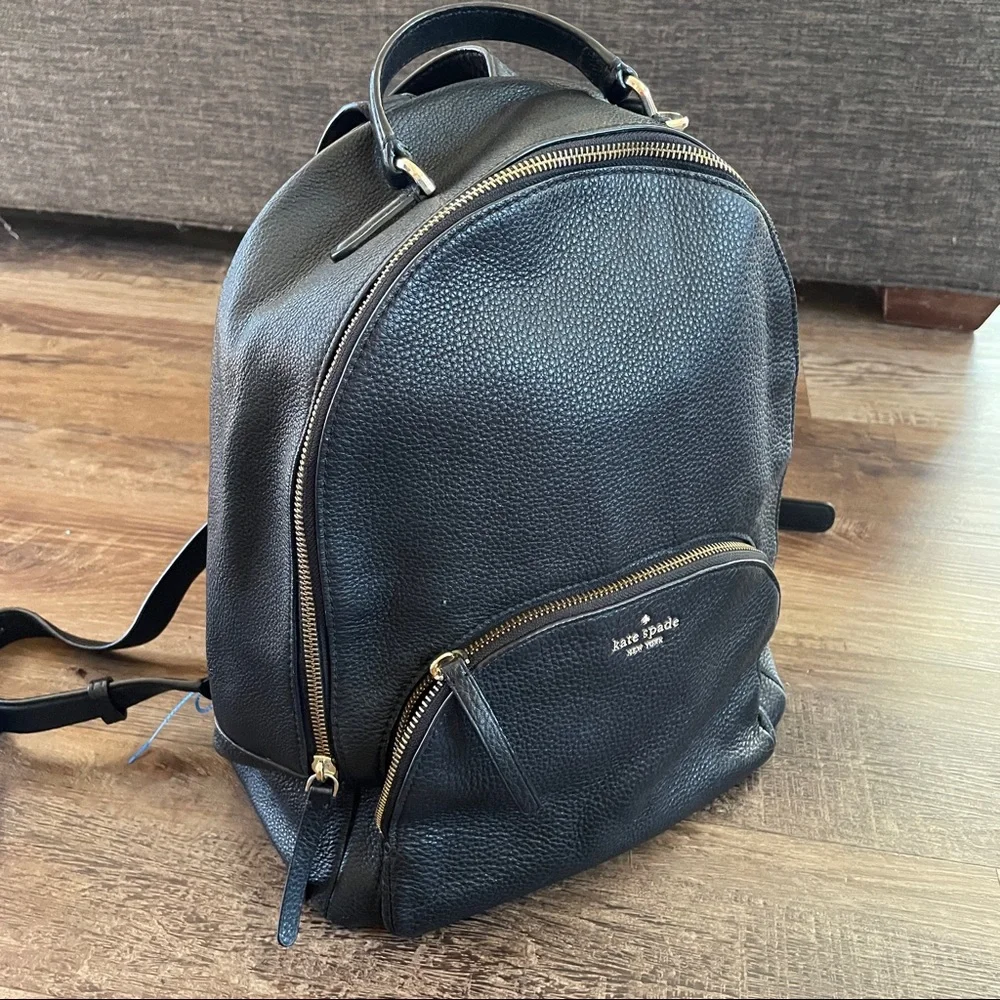 Kate Spade black leather backpack